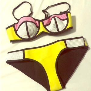 👙 yellow, pink, white and black bikini 👙